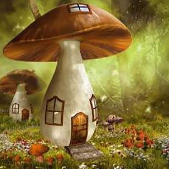 Sparkly Selections Mushroom House Diamond Painting Kit, Round Diamonds